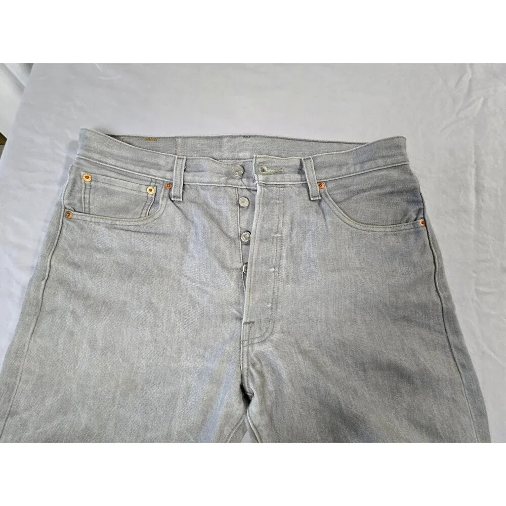 Levi's 501 Men Jeans 34x34 Gray Denim Straight Button Fly (Actual 34x32)